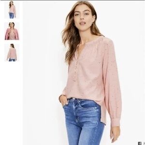LOFT Pink Long Sleeve Relaxed Blouse